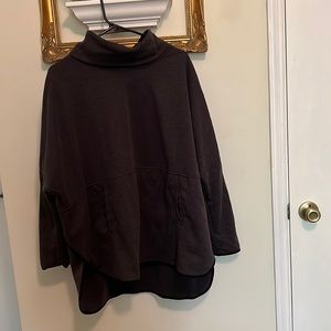 North face mock neck sweater, dark grey with black trim, size large